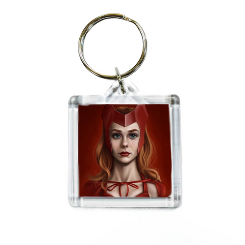 Заказать брелоки в Москве. Брелок квадратный 32x32 мм Алая Ведьма / Scarlet Witch от Jimmy Flash - готовые дизайны и нанесение принтов.