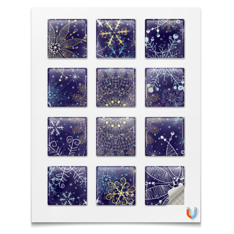 Printio Магниты квадратные 5×5 см Новогодние узоры