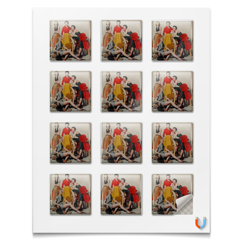 Printio Магниты квадратные 5×5 см Наша мода в 50е printio визитная карточка наша мода в 50е