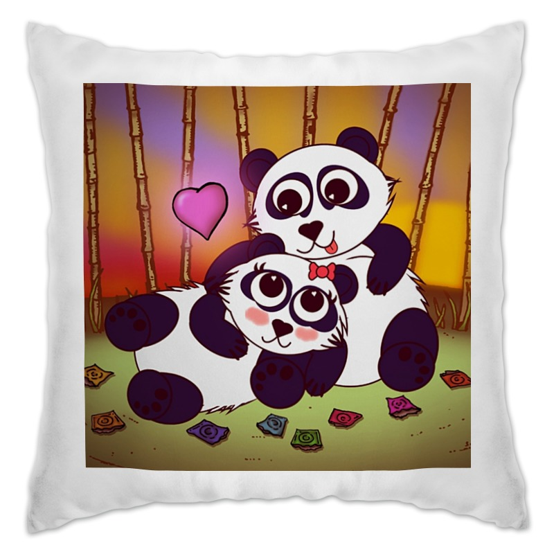 цена Printio Подушка Влюблённые панды