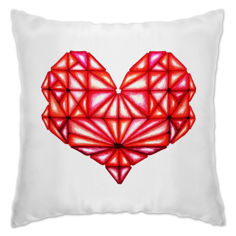 Printio Подушка Сердце геометрическое оттенки красного именная подушка свадебное сердце