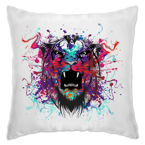 Заказать подушку в Москве. Подушка Тигр красками от THE_NISE  - готовые дизайны и нанесение принтов.