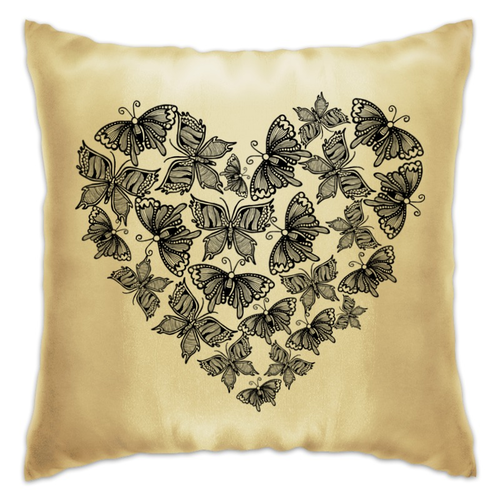 Заказать подушку в Москве. Подушка Сердце из бабочек от nadegda - готовые дизайны и нанесение принтов.
