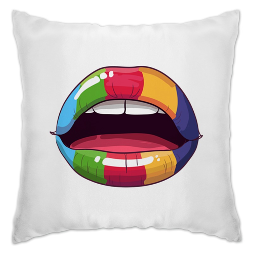 Заказать подушку в Москве. Подушка Разноцветные губы от THE_NISE  - готовые дизайны и нанесение принтов.