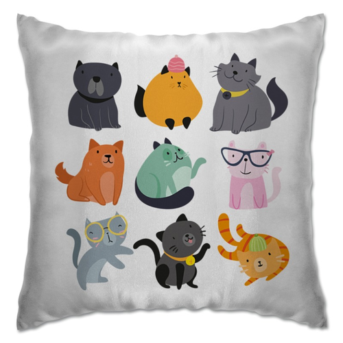 Заказать подушку в Москве. Подушка Цветные кошки от Yaroslava - готовые дизайны и нанесение принтов.