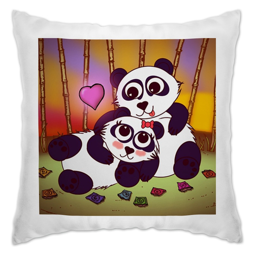Заказать подушку в Москве. Подушка Влюблённые панды от Умару - готовые дизайны и нанесение принтов.