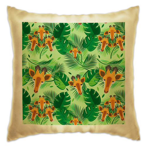 Заказать подушку в Москве. Подушка Жирафы в тропических листьях от IrinkaArt  - готовые дизайны и нанесение принтов.
