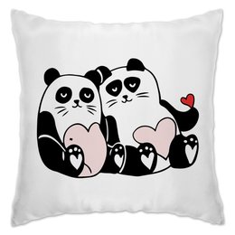 Заказать подушку в Москве. Подушка Влюблённые панды от icase - готовые дизайны и нанесение принтов.