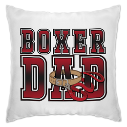 Заказать подушку в Москве. Подушка Boxer Dad (red/black) от Команда помощи немецким боксерам - готовые дизайны и нанесение принтов.