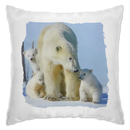 Заказать подушку в Москве. Подушка Белая медведица с медвежатами  от valezar - готовые дизайны и нанесение принтов.