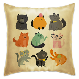 Заказать подушку в Москве. Подушка Цветные кошки от Yaroslava - готовые дизайны и нанесение принтов.