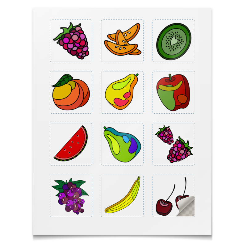 Printio Наклейки квадратные 5×5 см Фрукты нектар детский фрутоняня банан яблоко вишня и малина с 3 лет 0 5 л