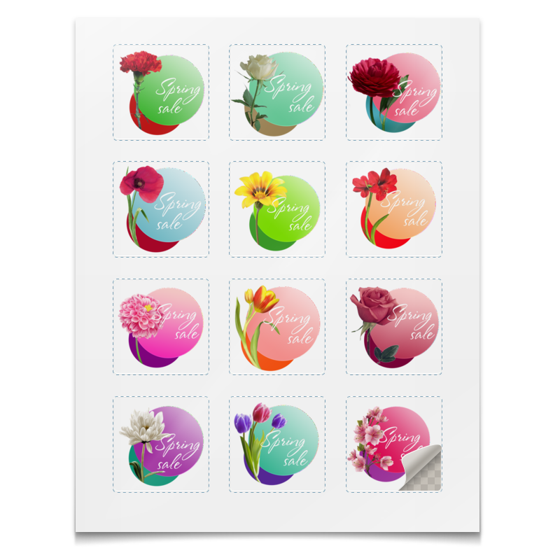 Printio Наклейки квадратные 5×5 см Коллекция цветы
