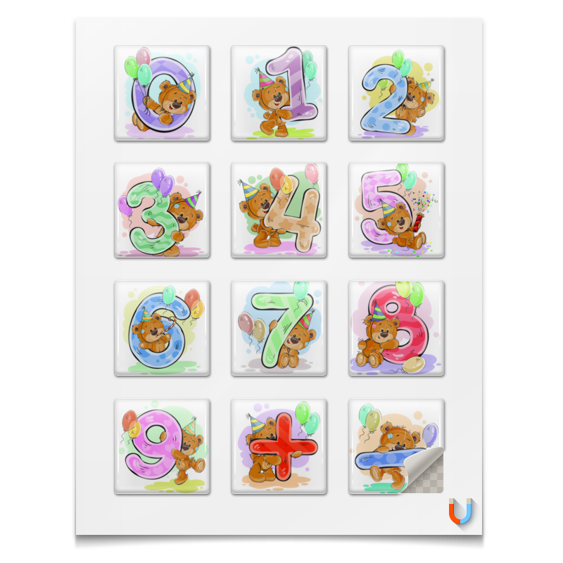 6 шт детские наклейки для обучения математике Printio Наклейки квадратные 5×5 см Математические