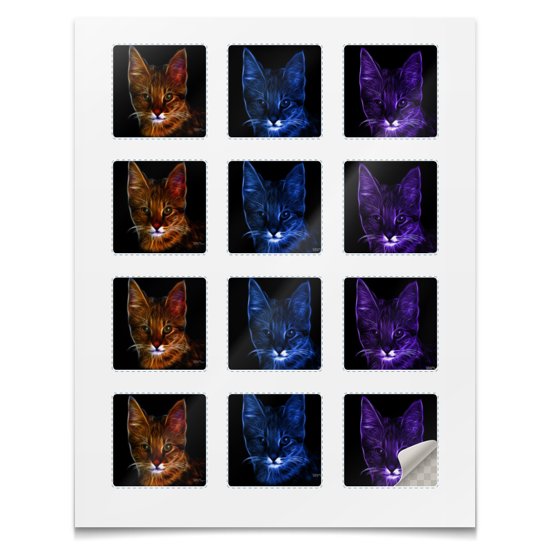 Printio Наклейки квадратные 5×5 см Кошки. магия красоты