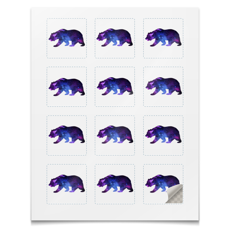 Printio Наклейки квадратные 5×5 см Space animals