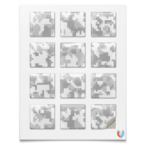 Заказать наклейки в Москве. Наклейки квадратные 5x5 см Камуфляж "Пиксели (Белый)" от Аня Лукьянова - готовые дизайны и нанесение принтов.
