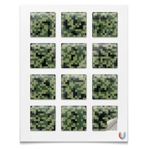 Заказать наклейки в Москве. Наклейки квадратные 5x5 см Камуфляж "Пиксели (Зеленый)" от Аня Лукьянова - готовые дизайны и нанесение принтов.