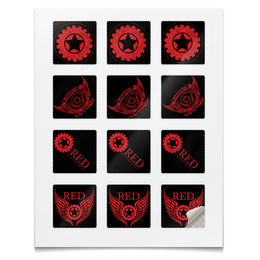 Заказать наклейки в Москве. Наклейки квадратные 5x5 см Наклейки RED'S Logo от RED'S - готовые дизайны и нанесение принтов.