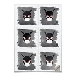 Заказать наклейки в Москве. Наклейки квадратные 9.5x9.5 см Женщина-кошка (Коллекция: Герои носят маски) от GeekFox  - готовые дизайны и нанесение принтов.