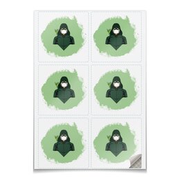 Заказать наклейки в Москве. Наклейки квадратные 9.5x9.5 см Зеленая стрела (Коллекция: Герои носят маски) от GeekFox  - готовые дизайны и нанесение принтов.