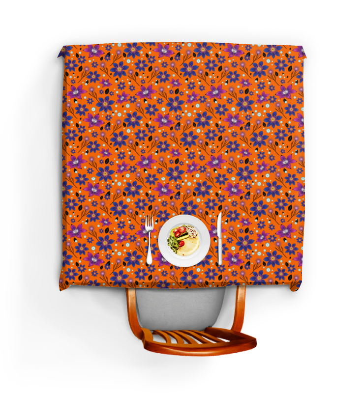 printio скатерть квадратная летний корги Printio Скатерть квадратная Цветочный паттерн на оранжевом фоне