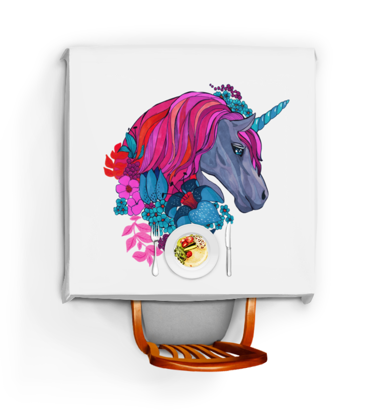 Printio Скатерть квадратная Единорог с розовыми волосами в цветах