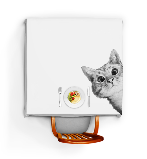 Заказать скатерть в Москве. Скатерть квадратная Любопытный кот от mug-shop - готовые дизайны и нанесение принтов.