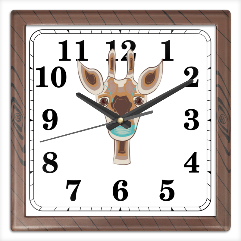 Printio Часы квадратные из пластика (под дерево) жираф в маске printio часы квадратные из пластика под дерево медицинский работник в маске