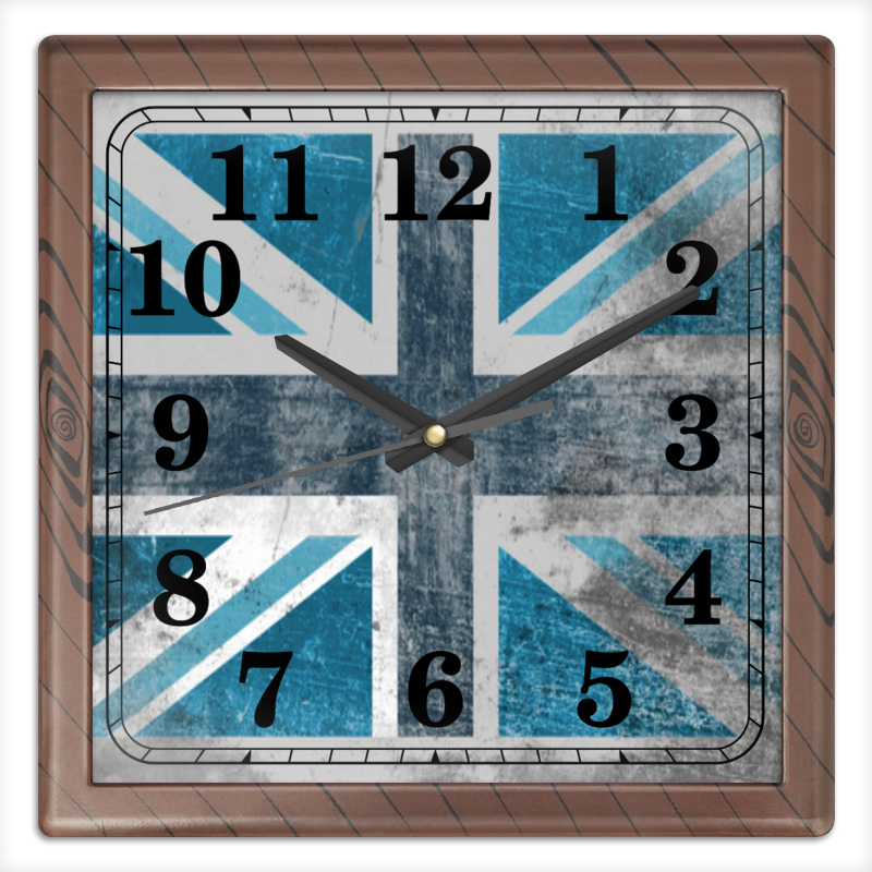 Printio Часы квадратные из пластика (под дерево) Голубой флаг британии