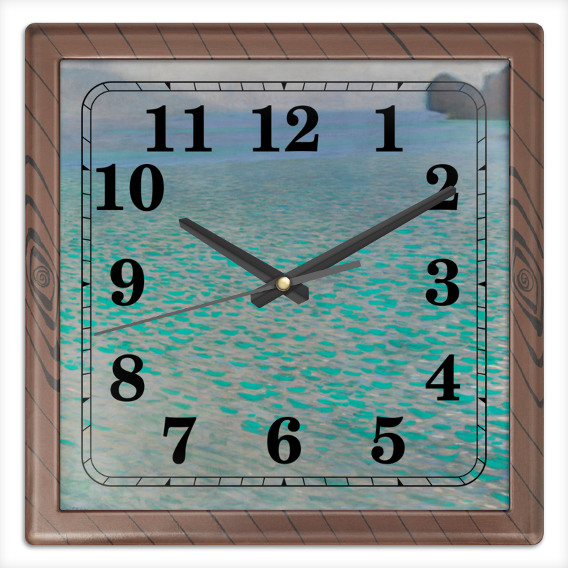 Printio Часы квадратные из пластика (под дерево) Озеро аттерзее (густав климт)