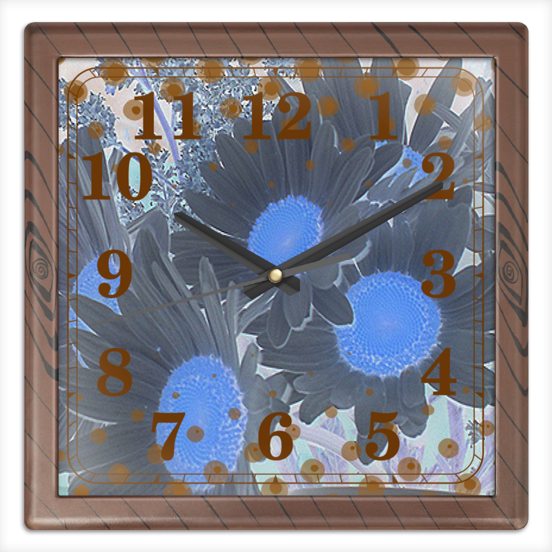 Printio Часы квадратные из пластика (под дерево) Ромашки. printio часы квадратные из пластика под дерево ромашки