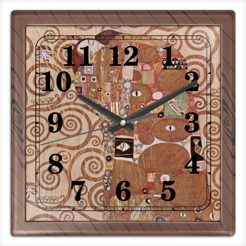 Printio Часы квадратные из пластика (под дерево) Свершение (густав климт) printio часы круглые из пластика свершение густав климт