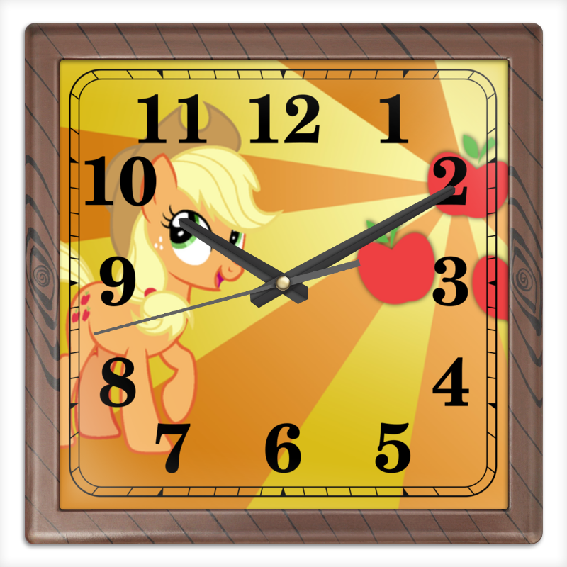 Printio Часы квадратные из пластика (под дерево) Applejack color line