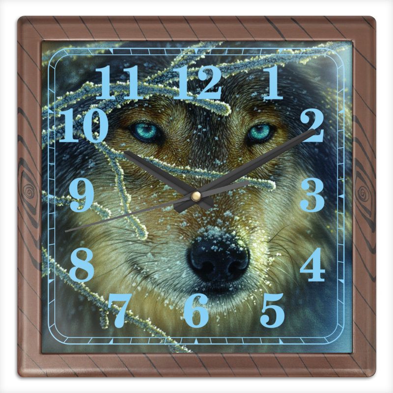 Printio Часы квадратные из пластика (под дерево) Волки. живая природа printio часы квадратные из пластика под дерево волки фэнтези