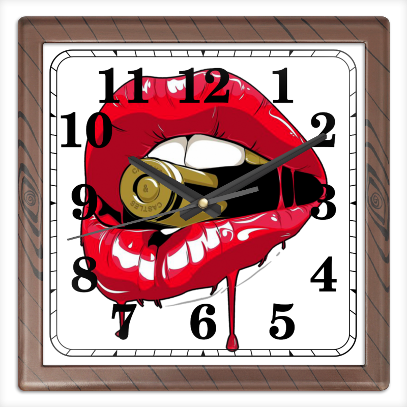 Printio Часы квадратные из пластика (под дерево) Пуля во рту printio часы круглые из пластика пуля во рту
