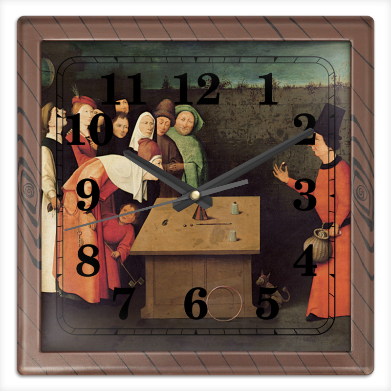 Printio Часы квадратные из пластика (под дерево) Фокусник (иероним босх) наручные часы потомственный казак коричневый