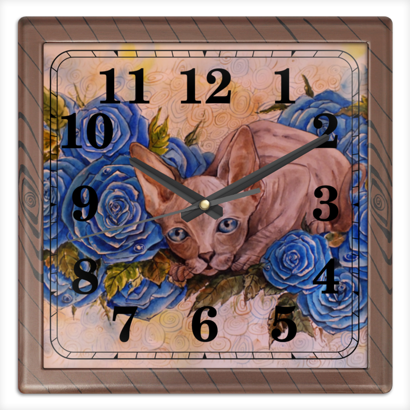 Printio Часы квадратные из пластика (под дерево) Сфинкс и синие розы мистический амулет глаз гора уаджет на цепочке