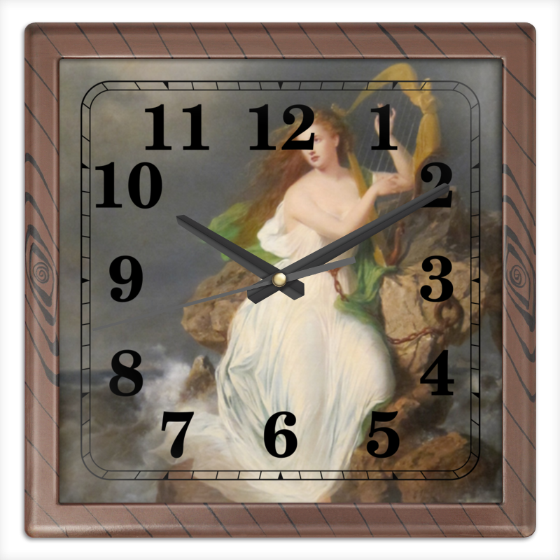 Printio Часы квадратные из пластика (под дерево) Арфа эрин (картина томаса бьюкенена рида)