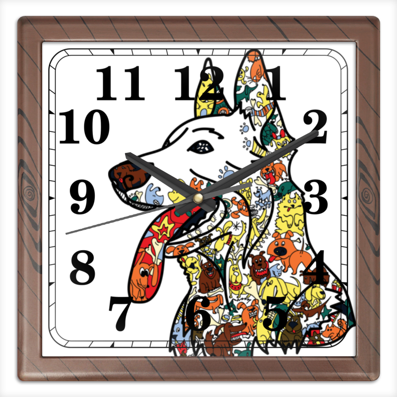 Printio Часы квадратные из пластика (под дерево) Забавные собаки printio часы квадратные из пластика под дерево смешная собака бассет