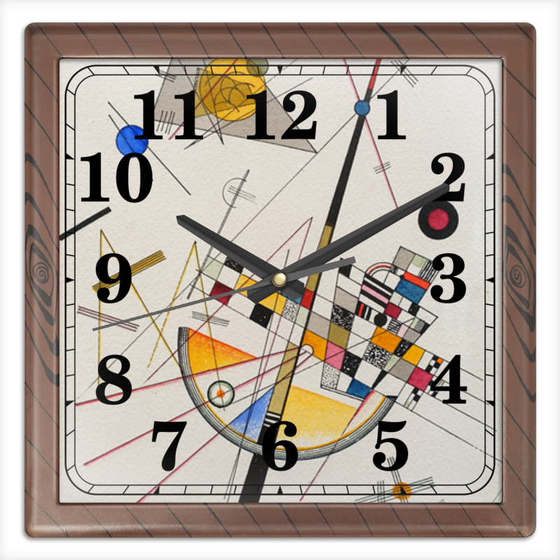 Printio Часы квадратные из пластика (под дерево) Тонкое напряжение (василий кандинский) printio часы круглые из дерева тонкое напряжение василий кандинский