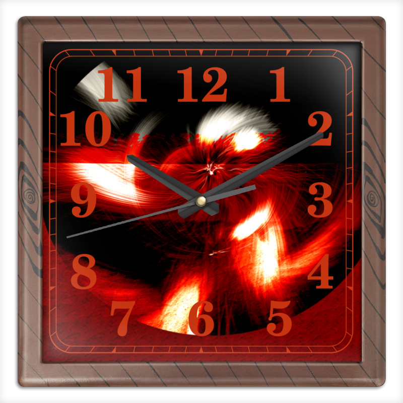Printio Часы квадратные из пластика (под дерево) Абстракция в красном круге printio часы квадратные из пластика под дерево яркая абстракция в полоску