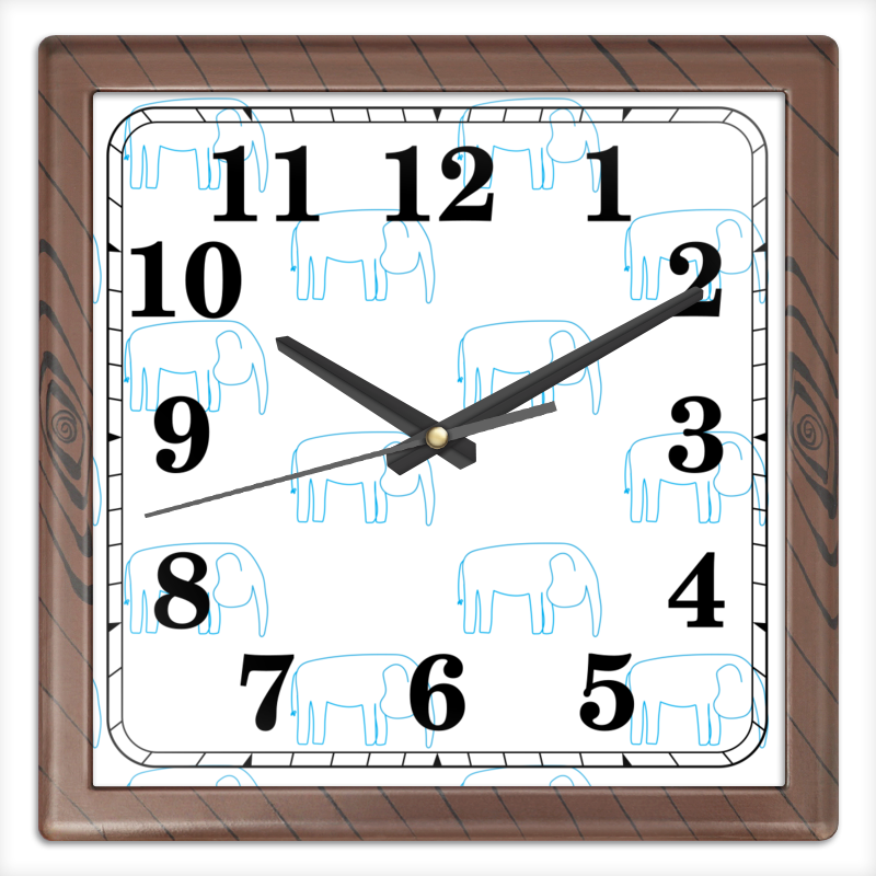Printio Часы квадратные из пластика (под дерево) Синий слон printio часы квадратные из пластика под дерево черный слон