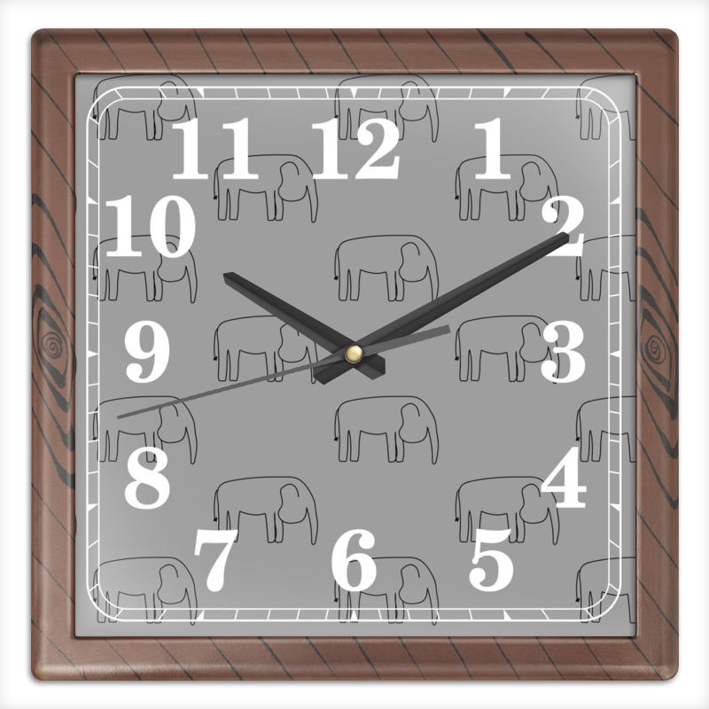 Printio Часы квадратные из пластика (под дерево) Черный слон
