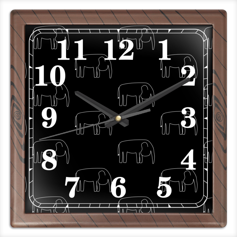 Printio Часы квадратные из пластика (под дерево) Белый слон printio часы квадратные из пластика под дерево черный слон