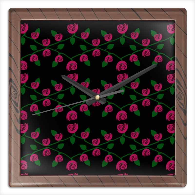 Printio Часы квадратные из пластика (под дерево) И снова розы