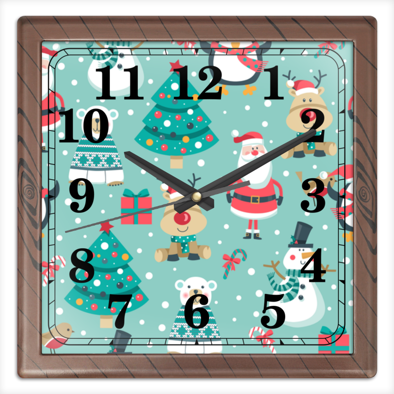Printio Часы квадратные из пластика (под дерево) С новым годом printio часы круглые из пластика с новым годом