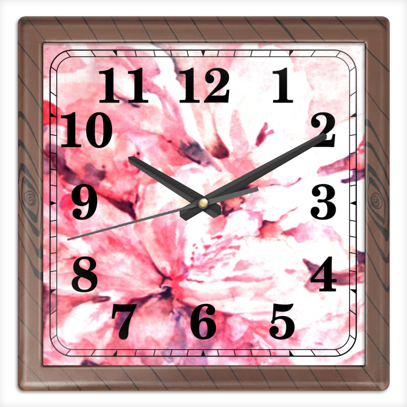 Printio Часы квадратные из пластика (под дерево) Лепестки цветов