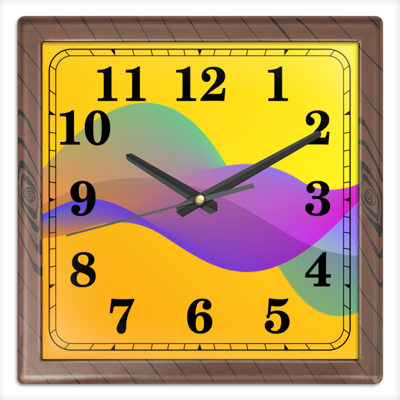 Printio Часы квадратные из пластика (под дерево) Радужная абстракция. printio часы квадратные из пластика под дерево рассвет цветовая композиция