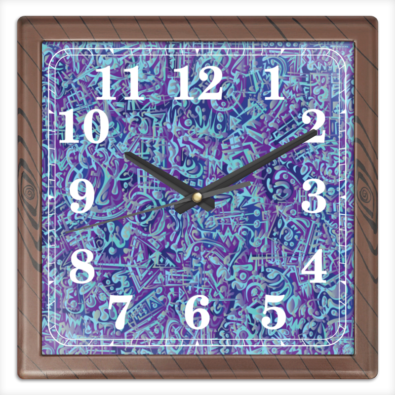 Printio Часы квадратные из пластика (под дерево) Голубое в фиолетовом